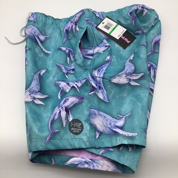 Psycho Tuna Mens‎ Swim Trunks Whale Pattern Size Large NWT - Picture 8 of 11